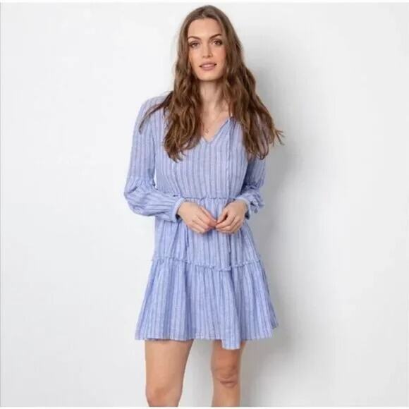 Rails Dresses & Skirts - Rails Everly Ludlow Stripe Linen Blend Long Sleeve Mini Dress